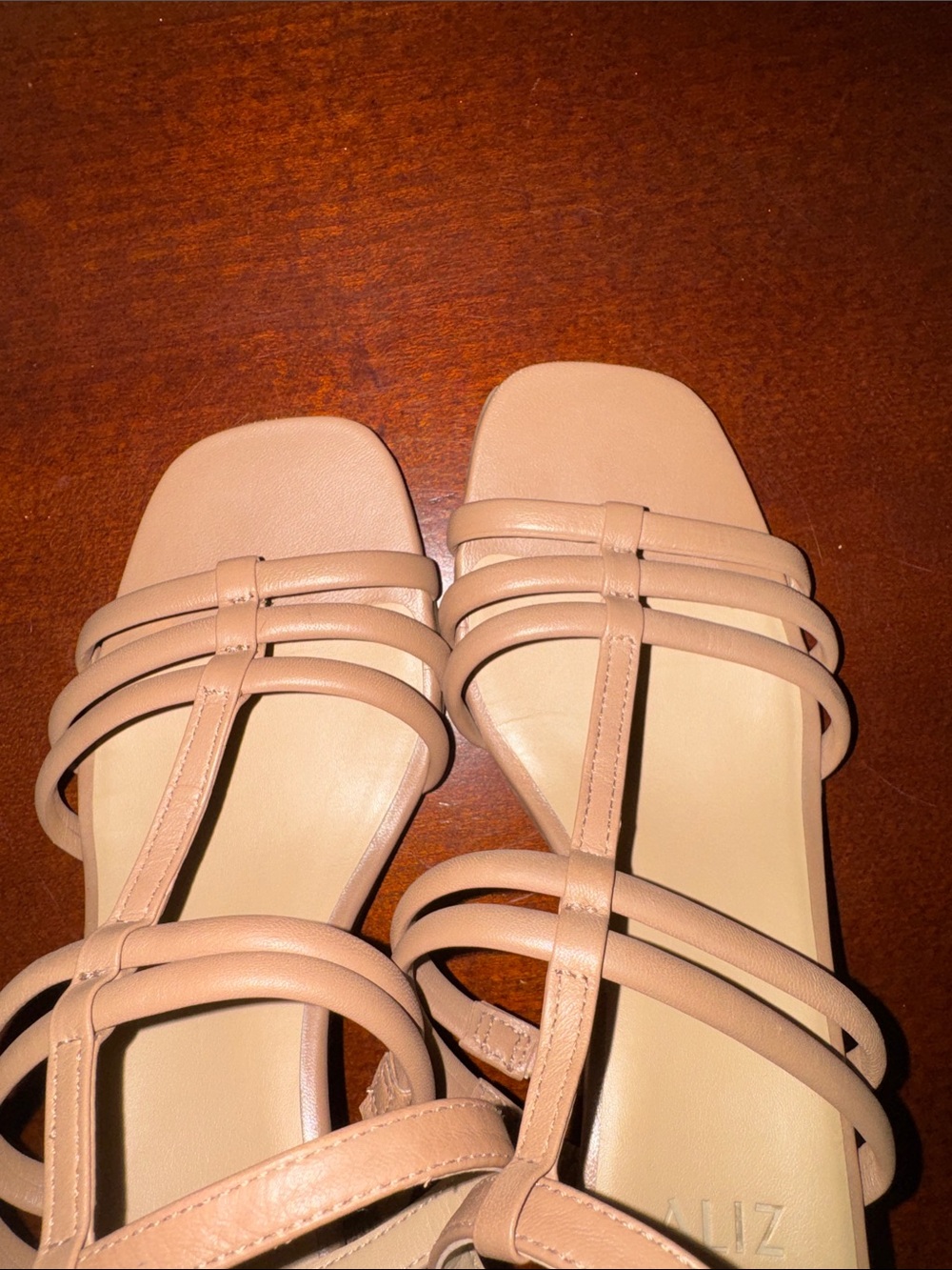 Naturalizer Tan Strappy Square-Toe Heeled Sandals